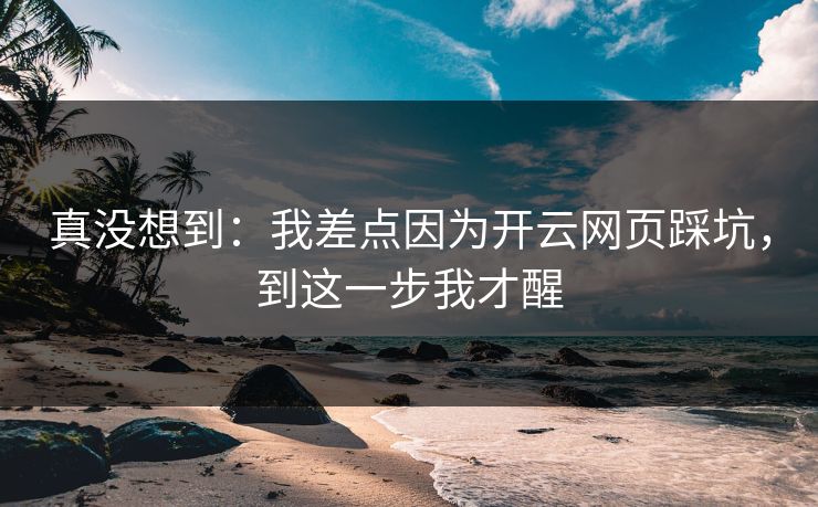 真没想到：我差点因为开云网页踩坑，到这一步我才醒